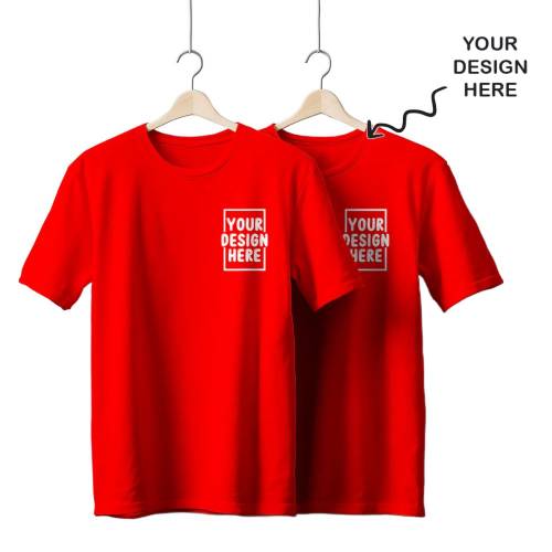 Branded Red Crew Neck T Shirt With Personalized Logo Design Manufacturers, Suppliers, Exporters in Bhavnagar