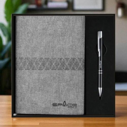 Corporate Writing Kit Featuring Grey Diary and Metallic Executive Pen Manufacturers, Suppliers, Exporters in Dwarka
