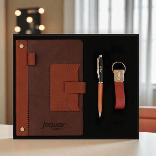 Executive Leather Gift Set with Notebook Pen and Keychain Manufacturers, Suppliers, Exporters in Mayapuri