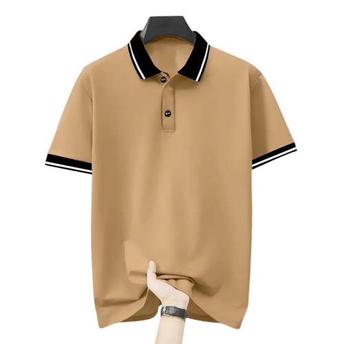 Tan And Black Corporate Polo T-Shirt With White Contrast Stripe Manufacturers, Suppliers, Exporters in Ahmednagar