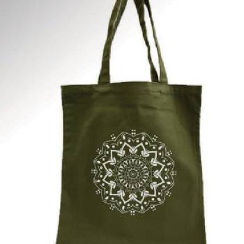 Premium Olive Green Jute Tote Bag With Ethnic Printed Design Manufacturers in Kolkata